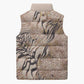 African Zebra Leopard Pattern Sleeveless Puffer Jacket Sand Taupe Beige