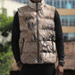 African Zebra Leopard Pattern Sleeveless Puffer Jacket Sand Taupe Beige