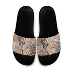 African Zebra Leopard Pattern Slide Sandals Sand Taupe Beige