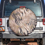 African Zebra Leopard Pattern Spare Tire Cover Sand Taupe Beige
