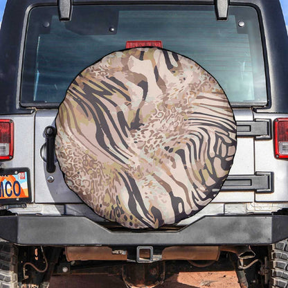 African Zebra Leopard Pattern Spare Tire Cover Sand Taupe Beige