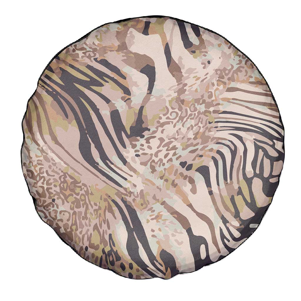 African Zebra Leopard Pattern Spare Tire Cover Sand Taupe Beige