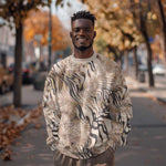 African Zebra Leopard Pattern Sweatshirt Sand Taupe Beige