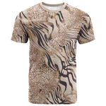 African Zebra Leopard Pattern T shirt Sand Taupe Beige