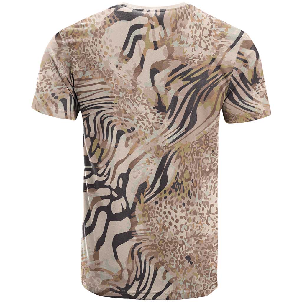 African Zebra Leopard Pattern T shirt Sand Taupe Beige