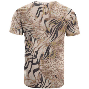 African Zebra Leopard Pattern T shirt Sand Taupe Beige
