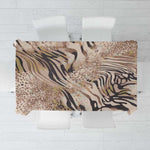 African Zebra Leopard Pattern Tablecloth Sand Taupe Beige