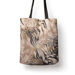African Zebra Leopard Pattern Tote Bag Sand Taupe Beige