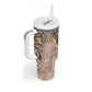 African Zebra Leopard Pattern Tumbler With Handle Sand Taupe Beige