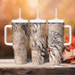 African Zebra Leopard Pattern Tumbler With Handle Sand Taupe Beige