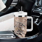 African Zebra Leopard Pattern Tumbler With Handle Sand Taupe Beige