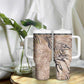 African Zebra Leopard Pattern Tumbler With Handle Sand Taupe Beige