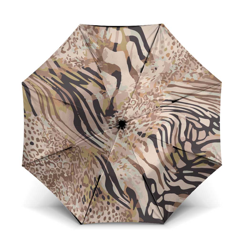 African Zebra Leopard Pattern Umbrella Sand Taupe Beige