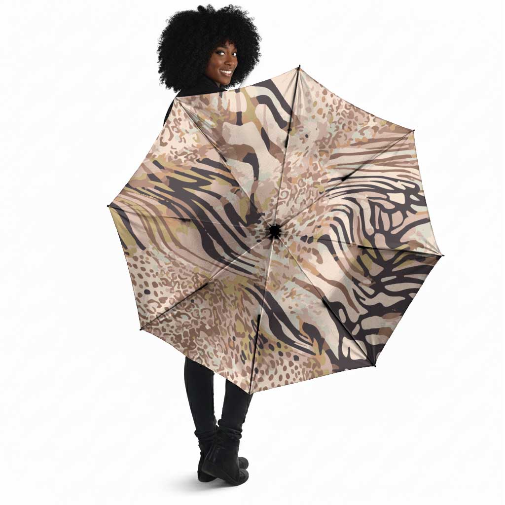 African Zebra Leopard Pattern Umbrella Sand Taupe Beige