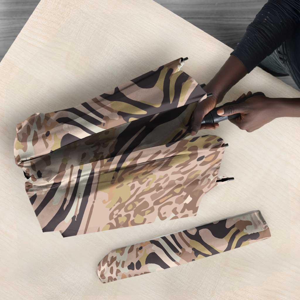 African Zebra Leopard Pattern Umbrella Sand Taupe Beige