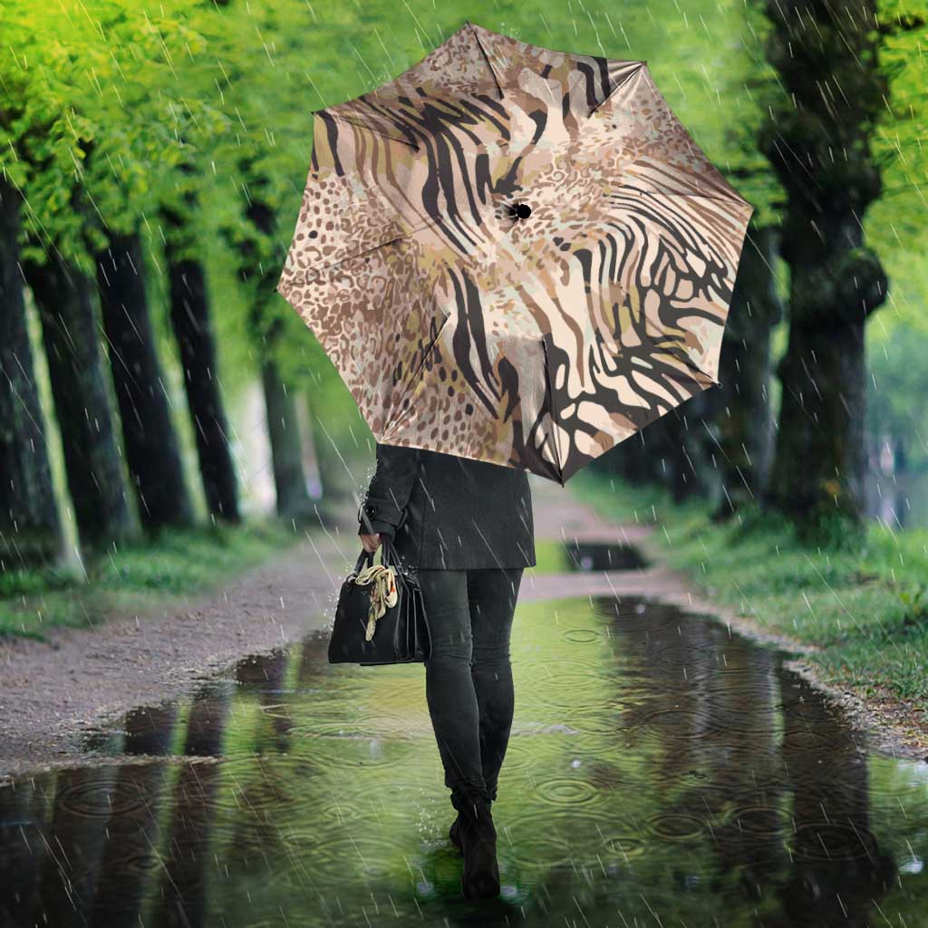African Zebra Leopard Pattern Umbrella Sand Taupe Beige