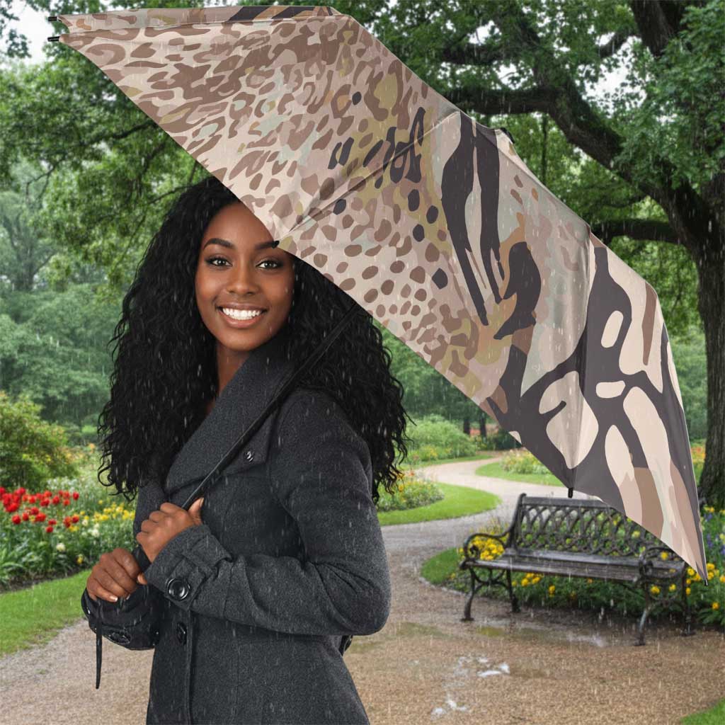 African Zebra Leopard Pattern Umbrella Sand Taupe Beige