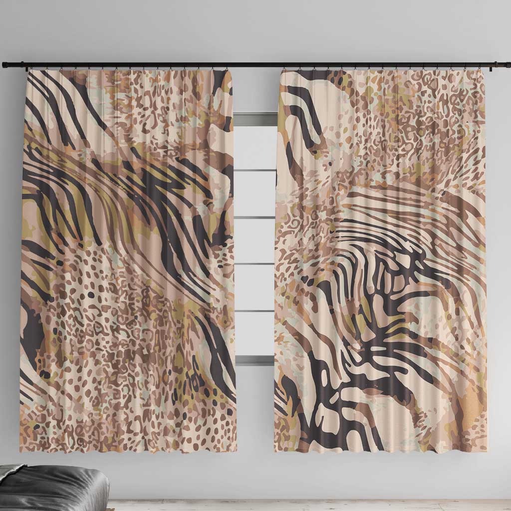 African Zebra Leopard Pattern Window Curtain Sand Taupe Beige