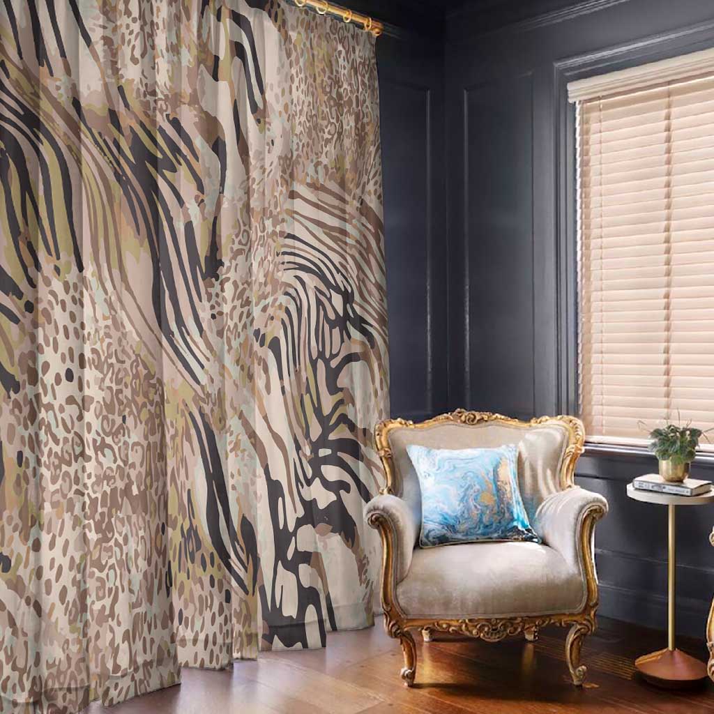 African Zebra Leopard Pattern Window Curtain Sand Taupe Beige