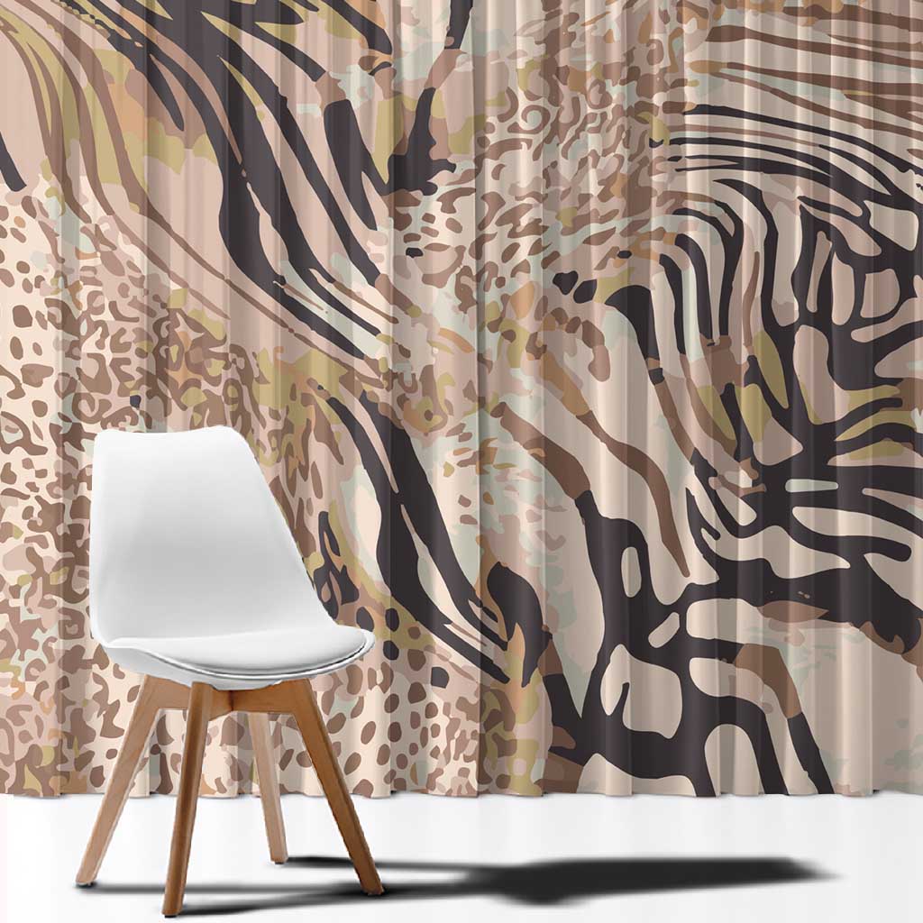African Zebra Leopard Pattern Window Curtain Sand Taupe Beige