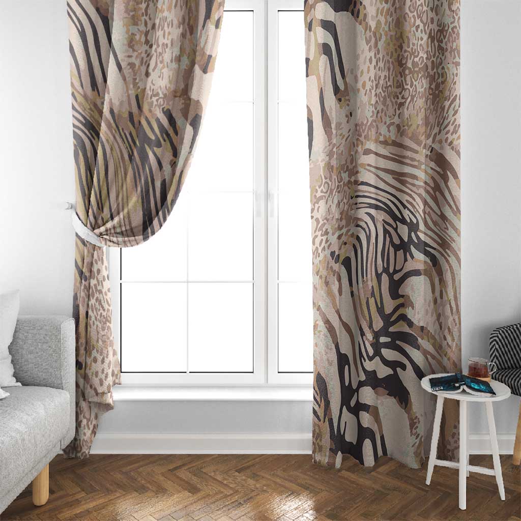 African Zebra Leopard Pattern Window Curtain Sand Taupe Beige