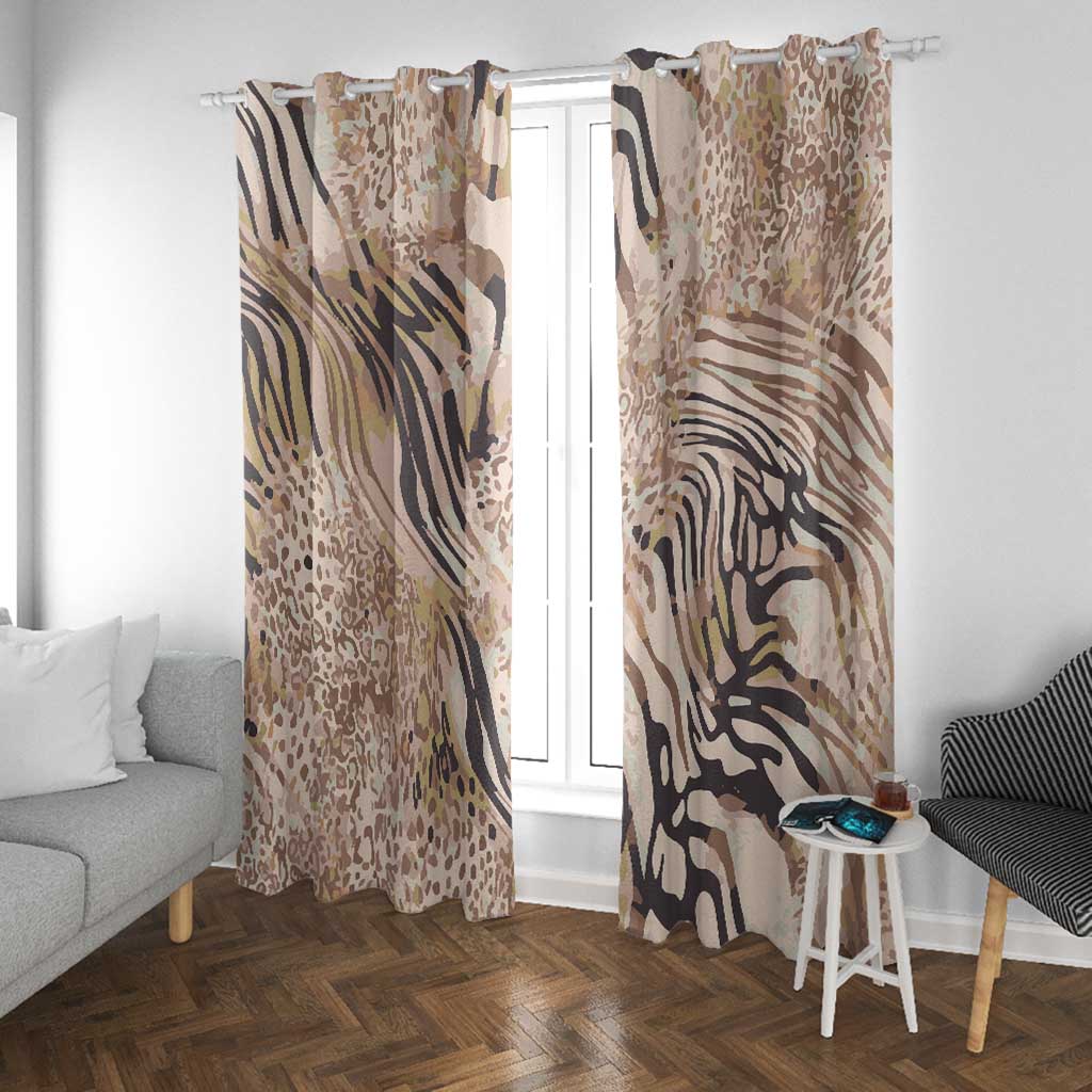 African Zebra Leopard Pattern Window Curtain Sand Taupe Beige