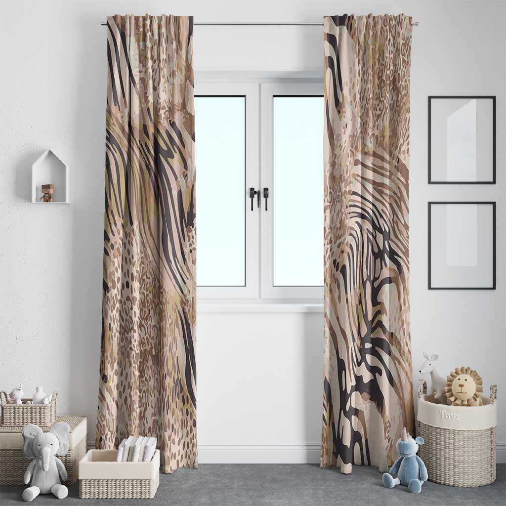 African Zebra Leopard Pattern Window Curtain Sand Taupe Beige