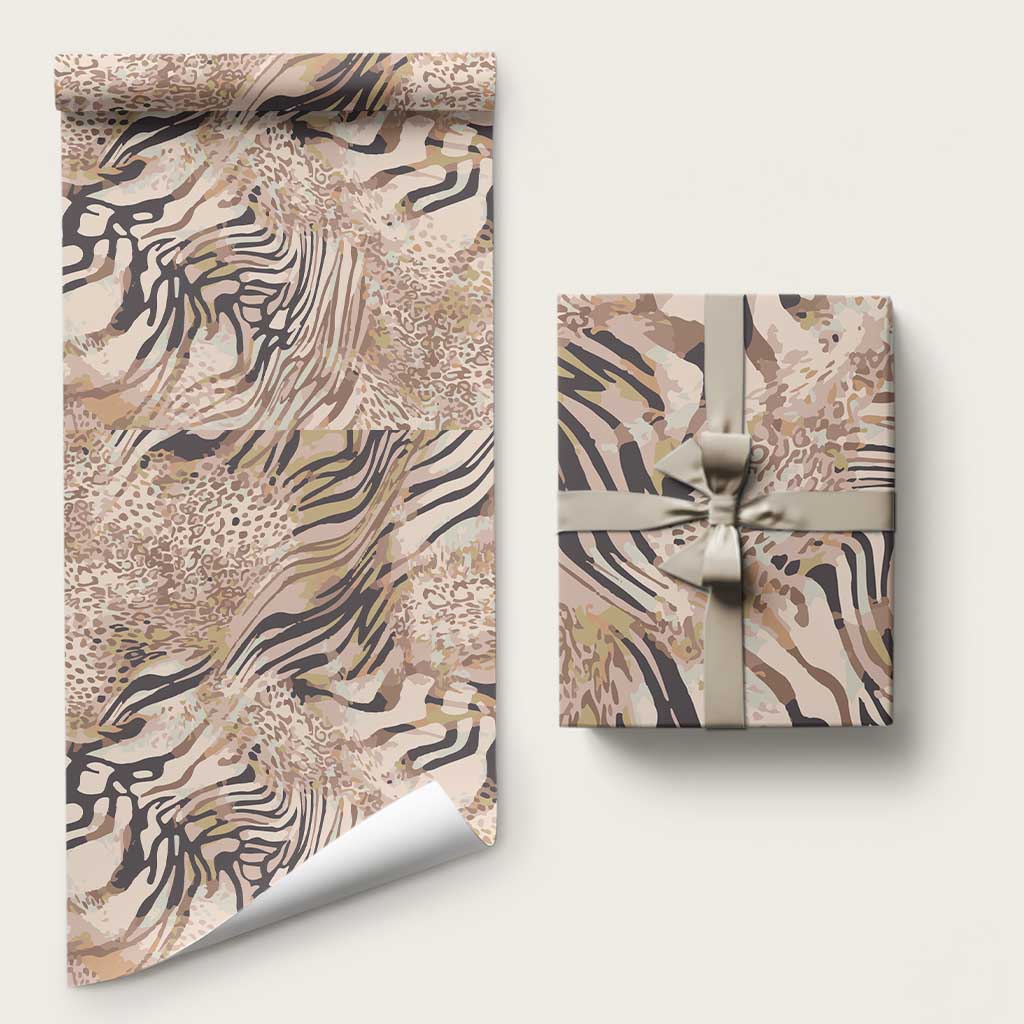 African Zebra Leopard Pattern Wrapping Paper Sand Taupe Beige