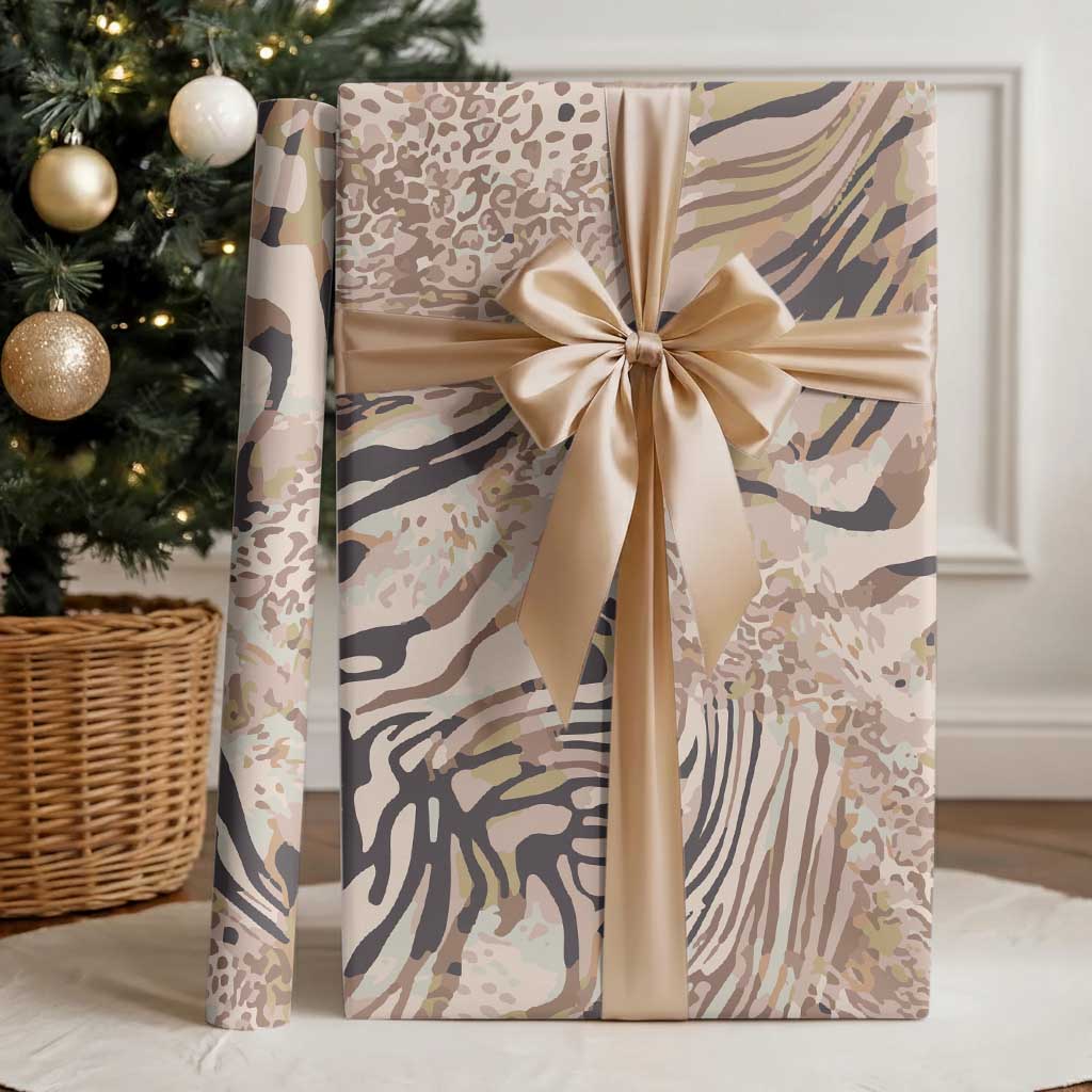 African Zebra Leopard Pattern Wrapping Paper Sand Taupe Beige