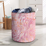 African Zebra Leopard Pattern Laundry Basket Blush Savannah