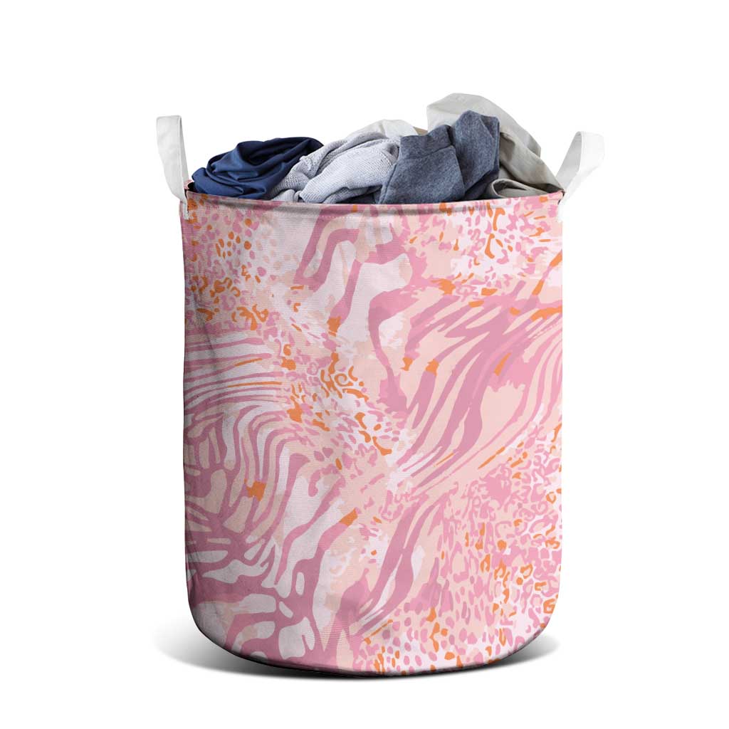 African Zebra Leopard Pattern Laundry Basket Blush Savannah