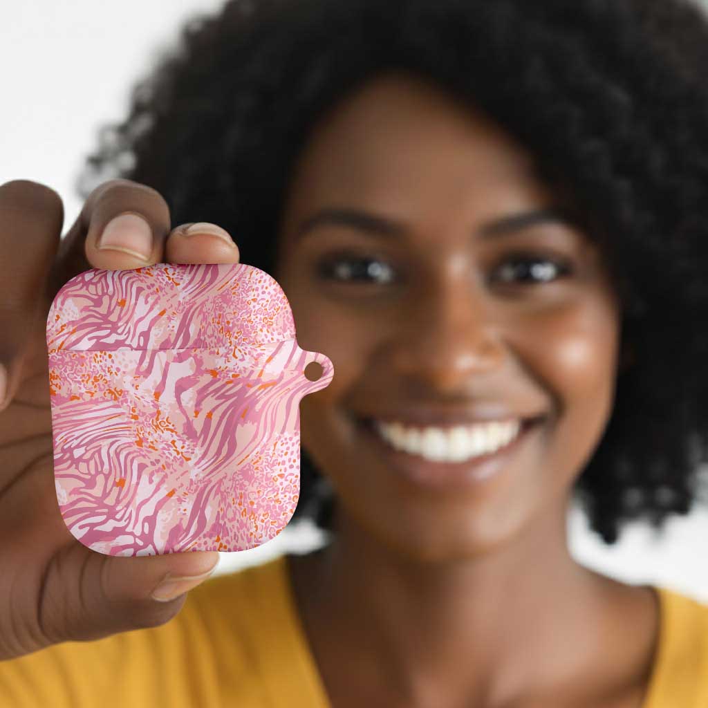 African Zebra Leopard Pattern AirPods Case Blush Savannah