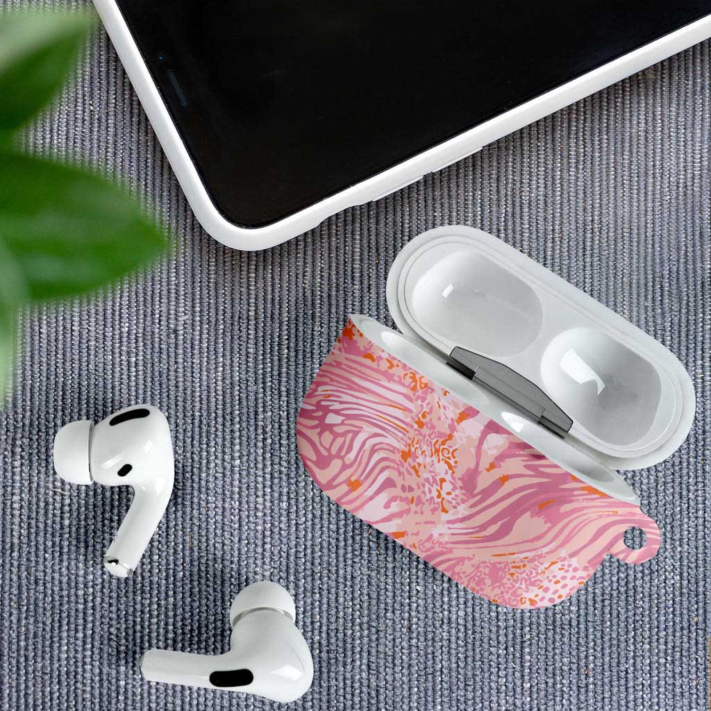 African Zebra Leopard Pattern AirPods Case Blush Savannah