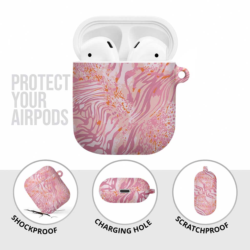 African Zebra Leopard Pattern AirPods Case Blush Savannah