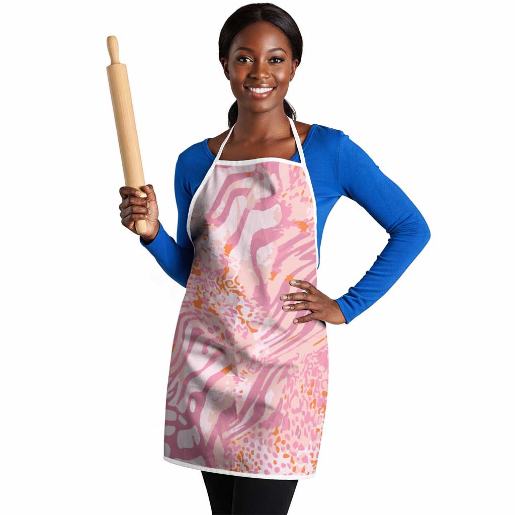 African Zebra Leopard Pattern Apron Blush Savannah