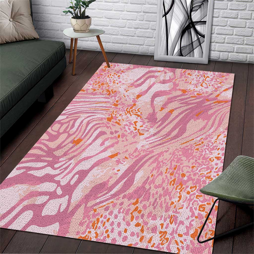 African Zebra Leopard Pattern Area Rug Blush Savannah