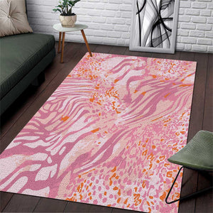 African Zebra Leopard Pattern Area Rug Blush Savannah