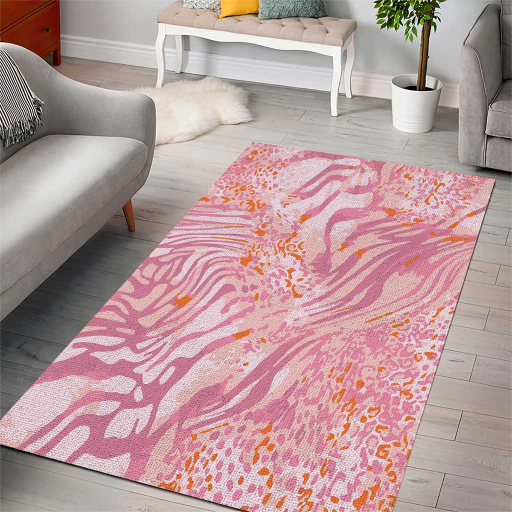 African Zebra Leopard Pattern Area Rug Blush Savannah