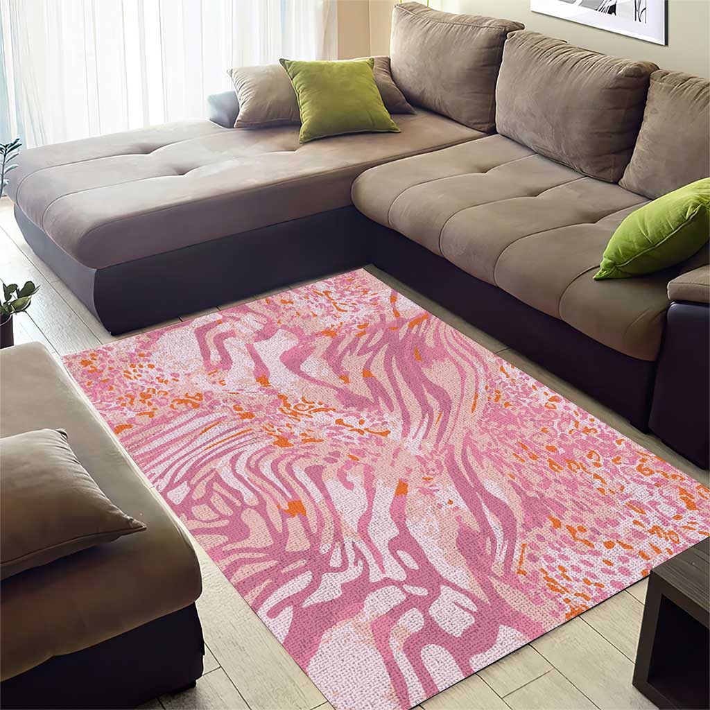 African Zebra Leopard Pattern Area Rug Blush Savannah