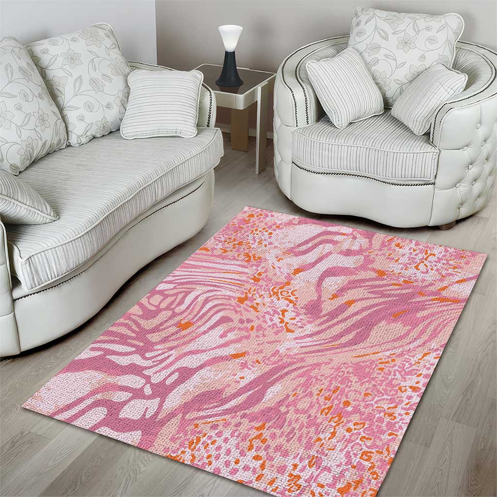 African Zebra Leopard Pattern Area Rug Blush Savannah