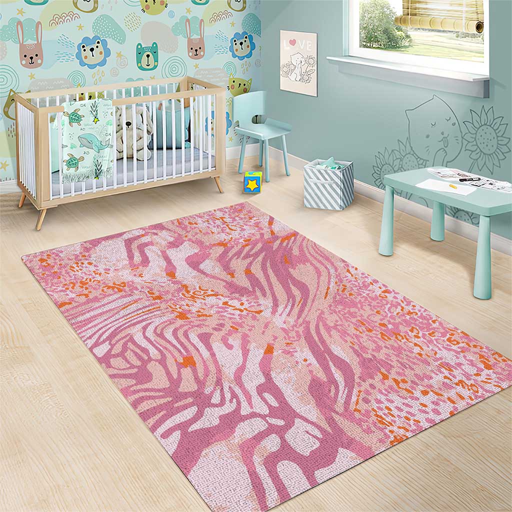 African Zebra Leopard Pattern Area Rug Blush Savannah