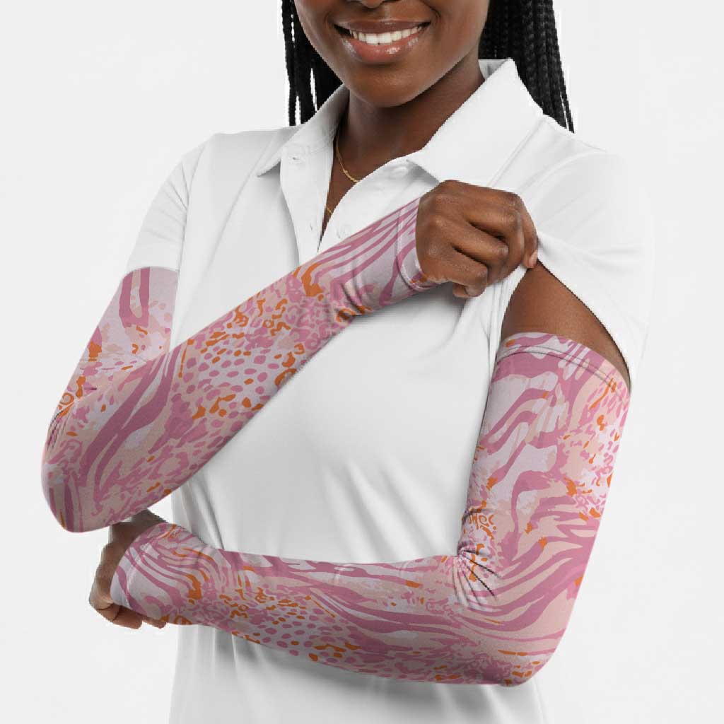 African Zebra Leopard Pattern Arm Sleeves Blush Savannah