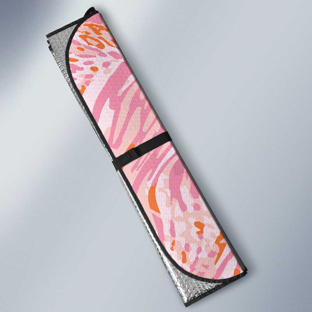 African Zebra Leopard Pattern Auto Sun Shade Blush Savannah