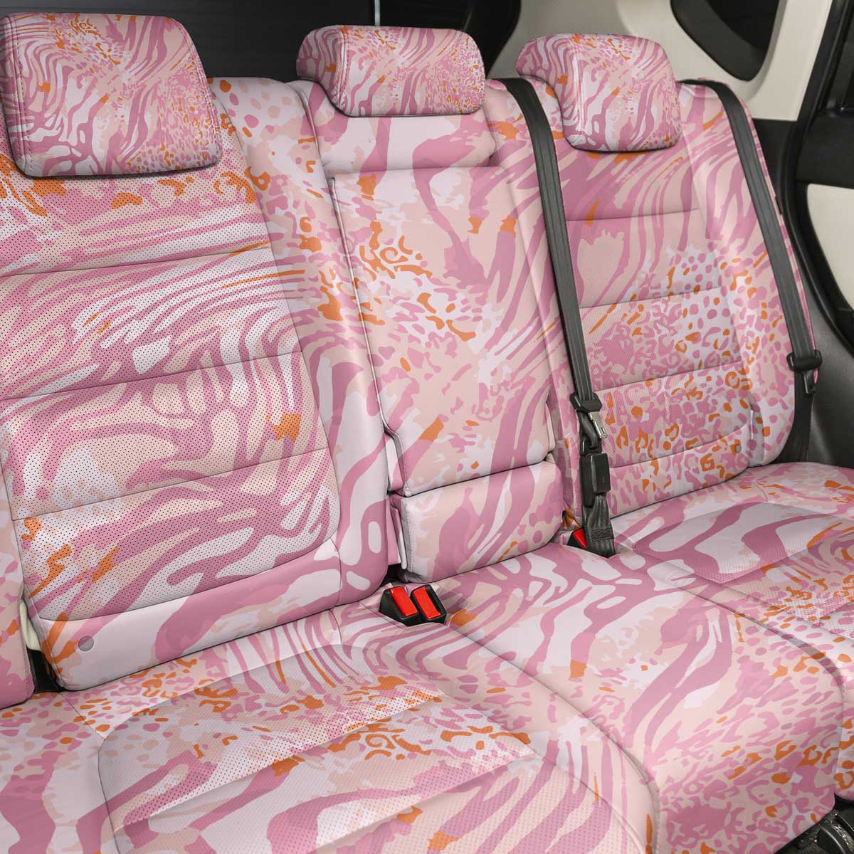 African Zebra Leopard Pattern Back Car Seat Cover Blush Savannah
