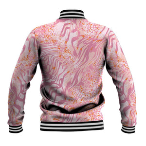 African Zebra Leopard Pattern Baseball Jacket Blush Savannah