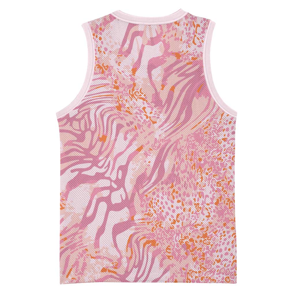 African Zebra Leopard Pattern Basketball Jersey Blush Savannah