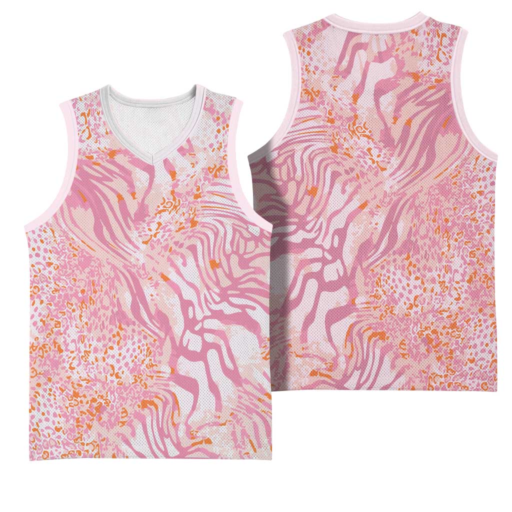 African Zebra Leopard Pattern Basketball Jersey Blush Savannah