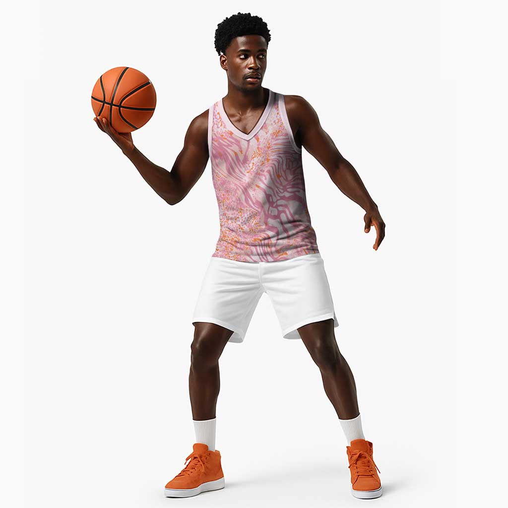 African Zebra Leopard Pattern Basketball Jersey Blush Savannah