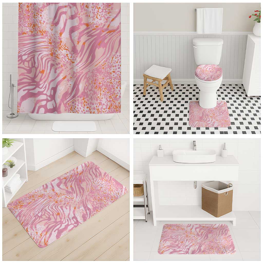African Zebra Leopard Pattern Bathroom Set Blush Savannah