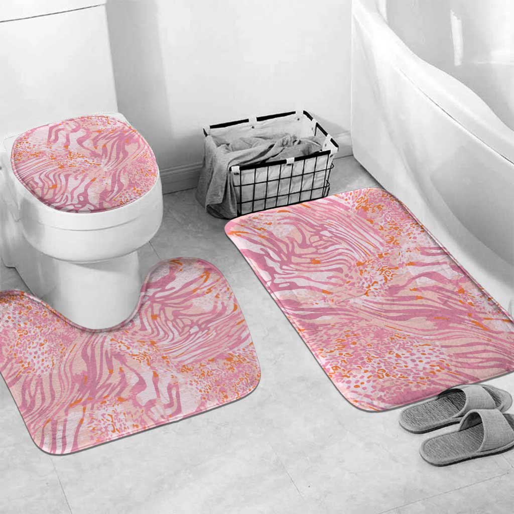 African Zebra Leopard Pattern Bathroom Set Blush Savannah
